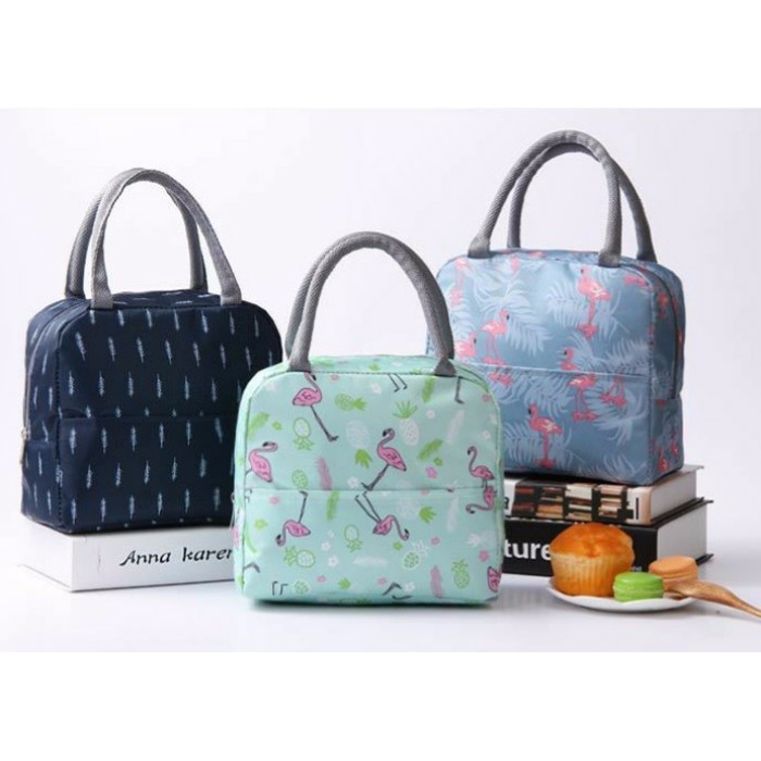 Túi đựng cơm cao cấp khoá kéo, 2 ngăn, vải Oxford (size 21x11x19 cm)