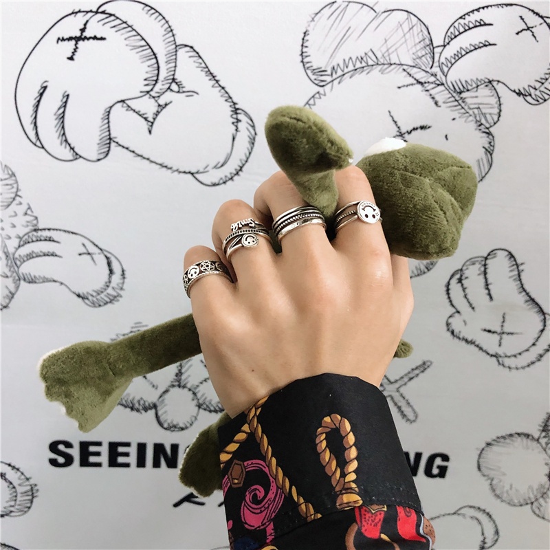 Nhẫn Hở Hình Mặt Cười Phong Cách Hip Hop Hàn Quốc Sáng Tạo