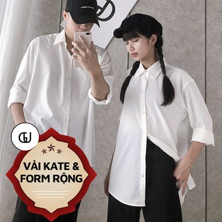 Áo Sơ Mi Dài Tay Màu Đen size M Dáng Rộng Hàn Quốc, Vải Kate Mềm Mịn Thích Hợp Cho Đi Học, Đi Làm, Đi Chơi GUF