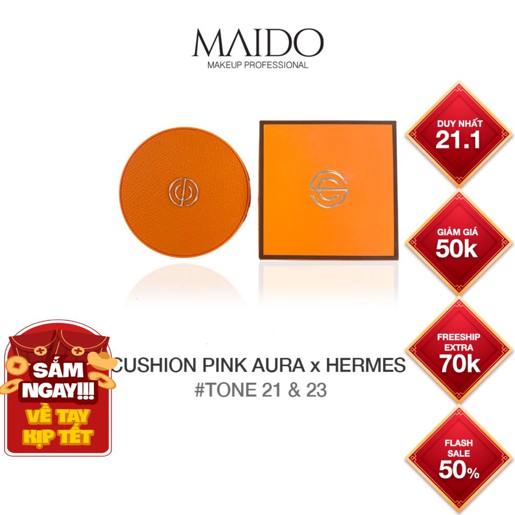 Phấn nước Pink Aura Hermes nâng tông mịn màng kiềm giầu H009 MAIDO cosmetics