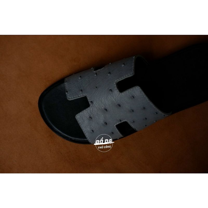 Dép Hermès nam da đà điểu