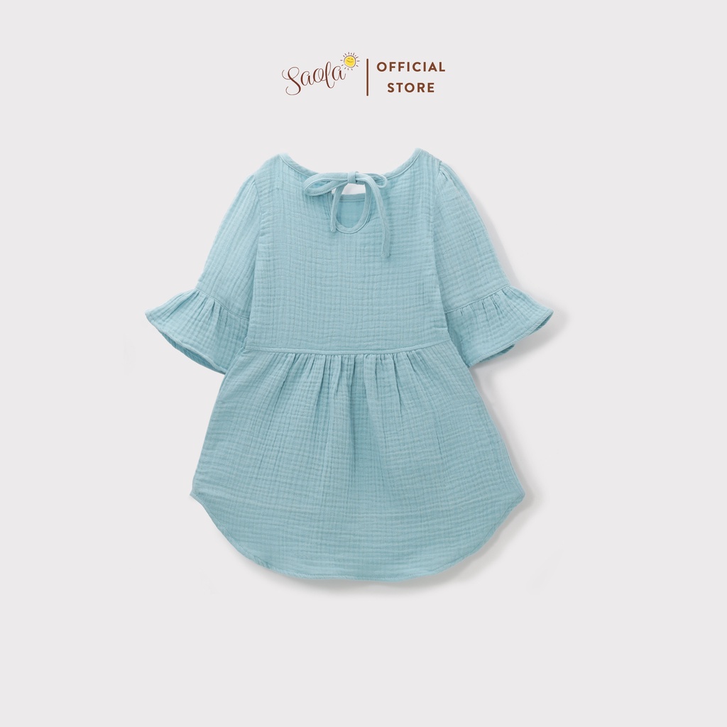 Đầm Bé Gái/ Váy Bé Gái Tay Loe Cổ Tròn Chất Liệu Muslin Thoáng Mát - TAYA DRESS - DRM008 &amp; DRM009 - SAOLA KIDS CLOTHING