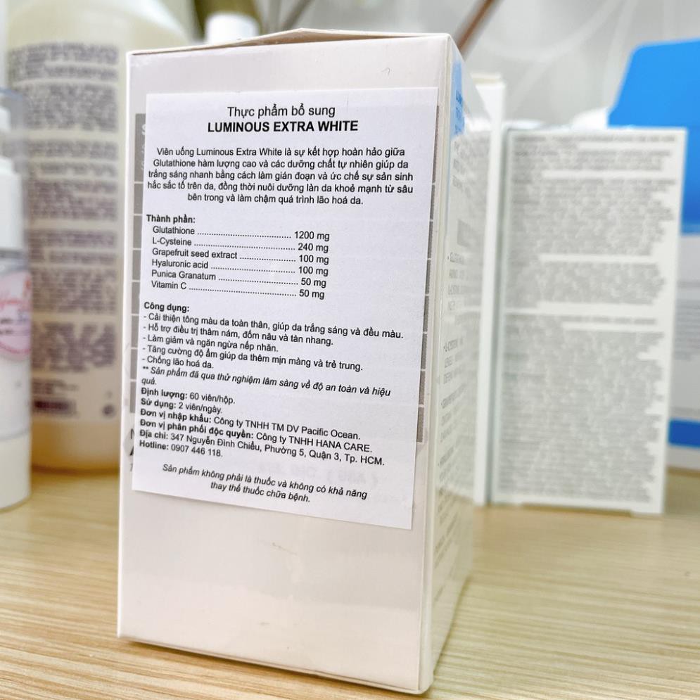 [ CHÍNH HÃNG] Viên Uống Luminous Extra White 60 Viên Giúp Trắng Da Giảm Nám Mờ Đốm Nâu | BigBuy360 - bigbuy360.vn