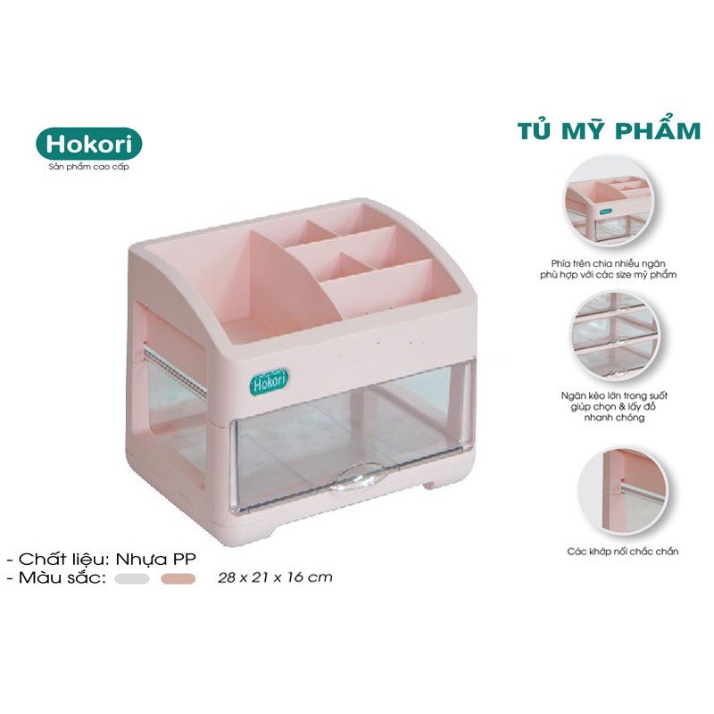 Tủ Đựng Mỹ Phẩm 4 Tầng HOKORI Cao Cấp Nhựa Việt Nhật, Kệ Đựng Mỹ Phẩm, Đồ Trang Điểm Nhiều Tầng