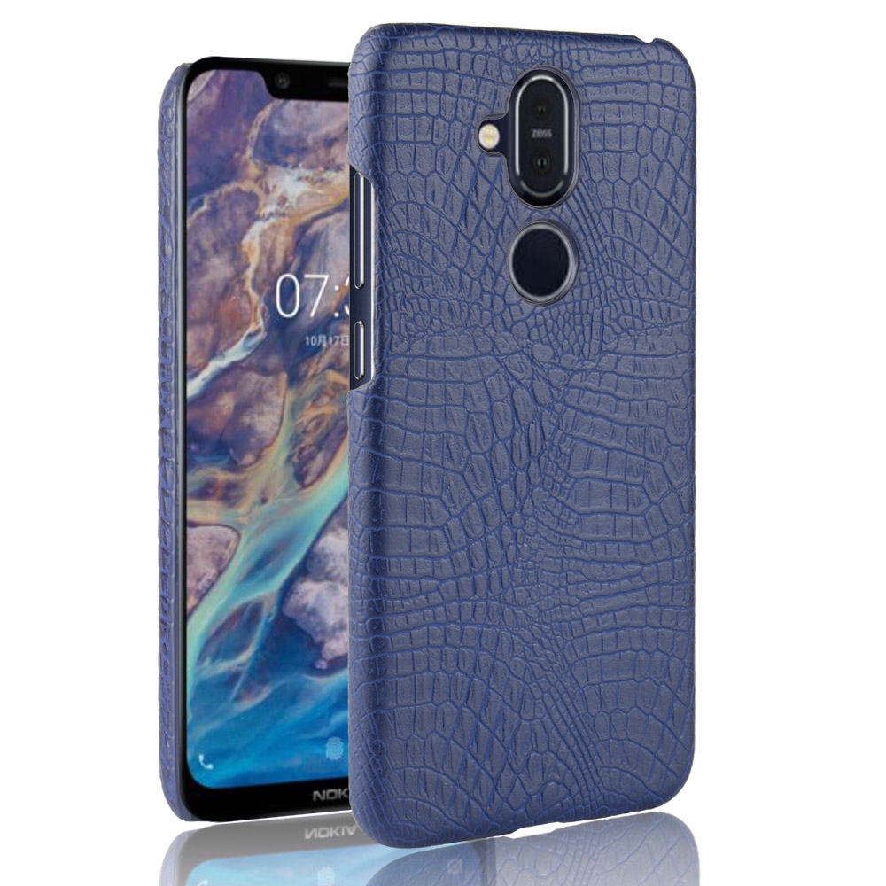 Nokia 8.1 Casing Fashion Crocodile Pattern Hard PC PU Leather Back Cover Nokia8.1 Hard Plastic Case Phone Cover