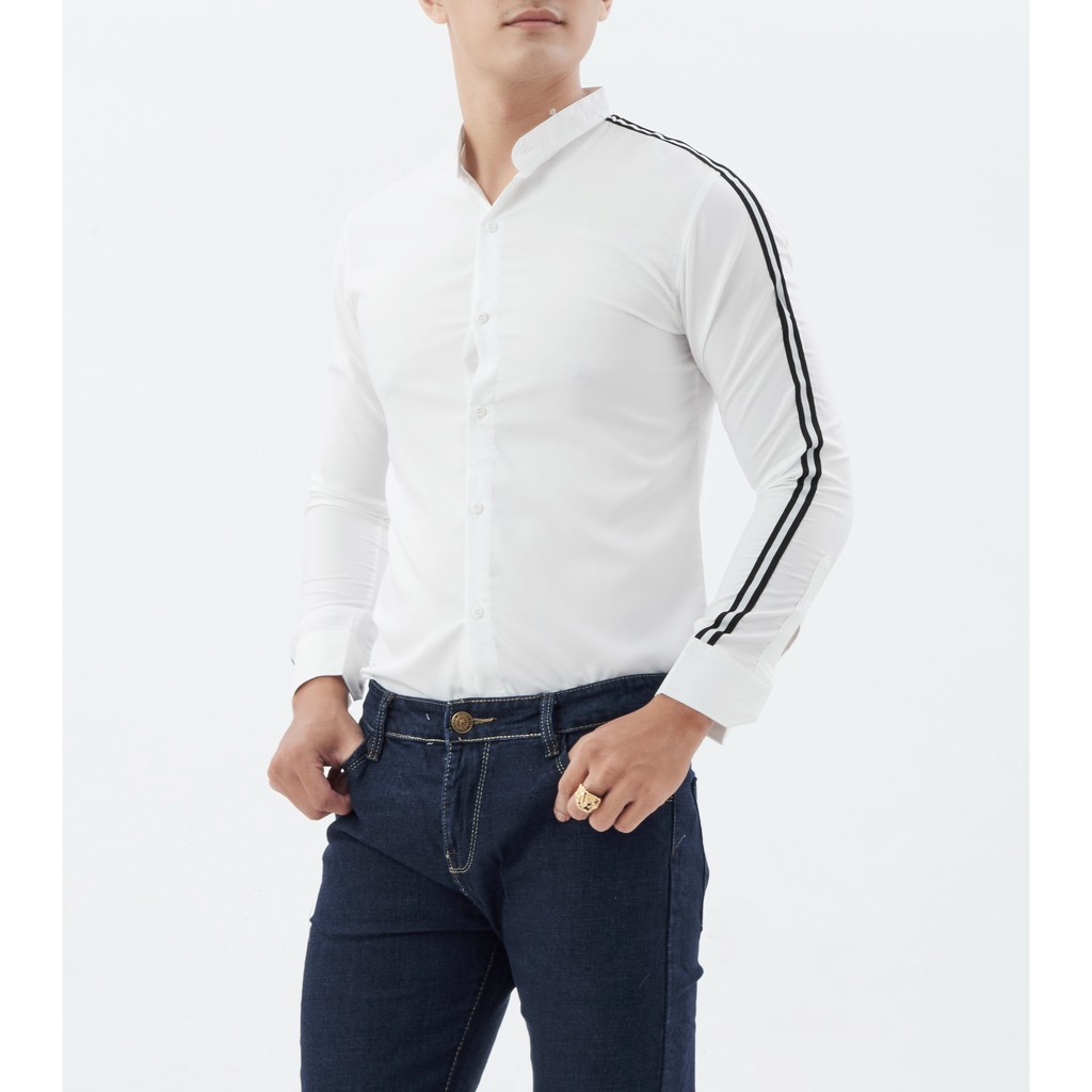Áo sơ mi nam cổ tàu dài tay dây viên vải êm bền đẹp sơ mi nam công sở HOT TREND (cam kết giống hình) | BigBuy360 - bigbuy360.vn