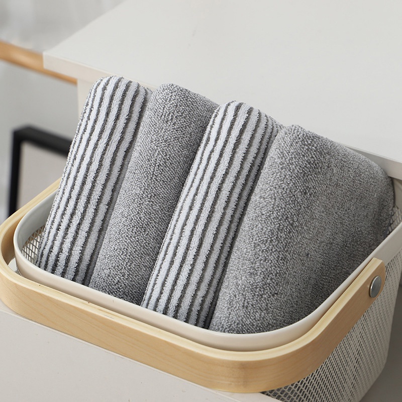 Khăn Mặt Sợi Than Tre Mềm Mại Dày Dặn Thấm Hút Tốt Phong Cách Nhật Bản