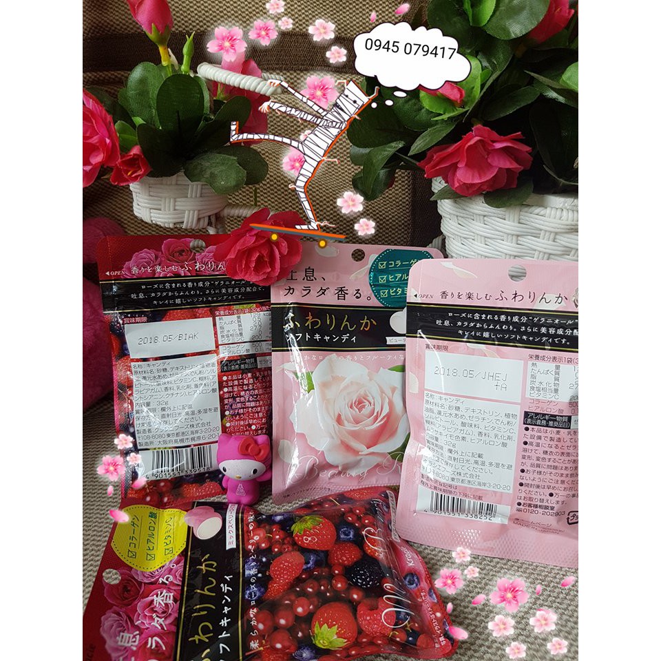 Kẹo Hoa Hồng Collagen Kracie Nhật - Beauty Rose &amp; Mix Berry