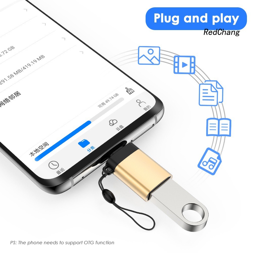 Đầu chuyển đổi cổng cắm USB 3.0 sang giắc cắm Type-C OTG đồng bộ hóa dữ liệu cho laptop