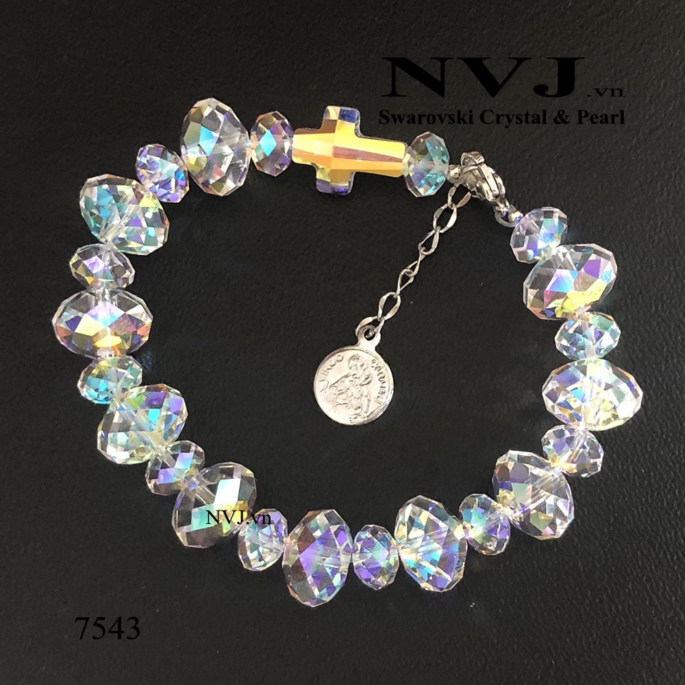 Chuỗi mân côi pha lê Swarovski hạt bánh cam 12ly & 8ly siêu lấp lánh sang trọng 5040 001AB briolette