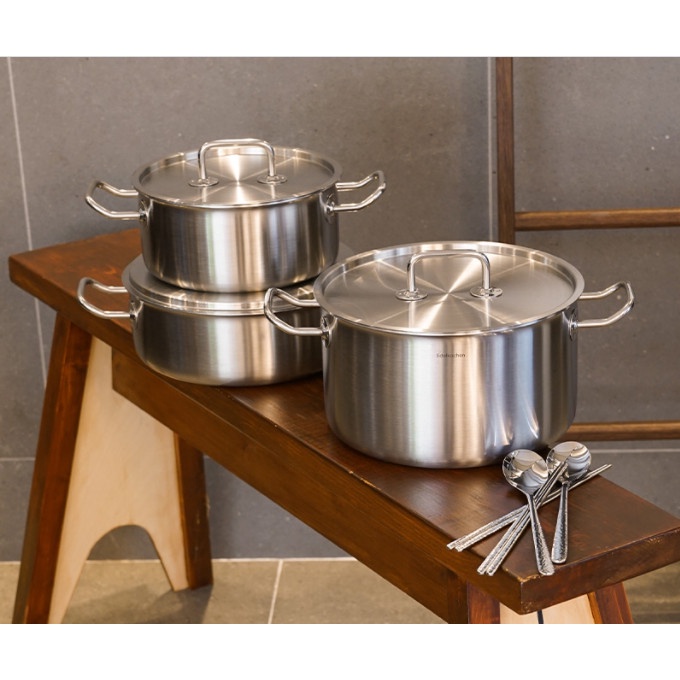 Bộ Nồi Vert 3 lớp Edelkochen, chất liệu inox 316 cao cấp (Quánh, Nồi lùn, Nồi cao)