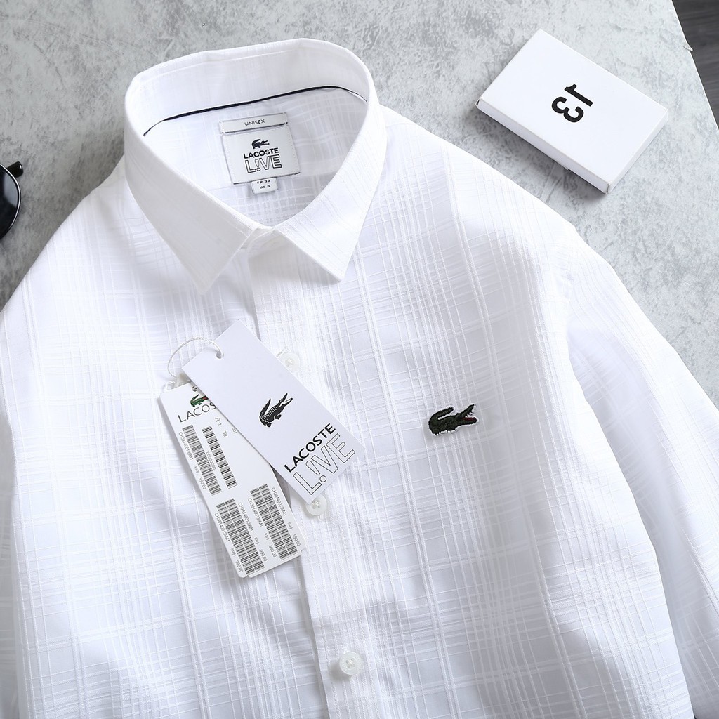 Áo sơ mi nam LACOSTE TRẮNG sang trọng - hàng vnxk xịn vải lụa siêu mát form slim fit tôn dáng | BigBuy360 - bigbuy360.vn