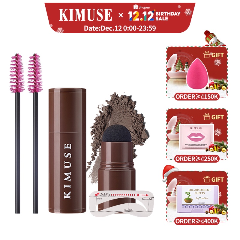 Bộ phấn kẻ chân mày và 10 khuôn có thể tái sử dụng lâu trôi KIMUSE