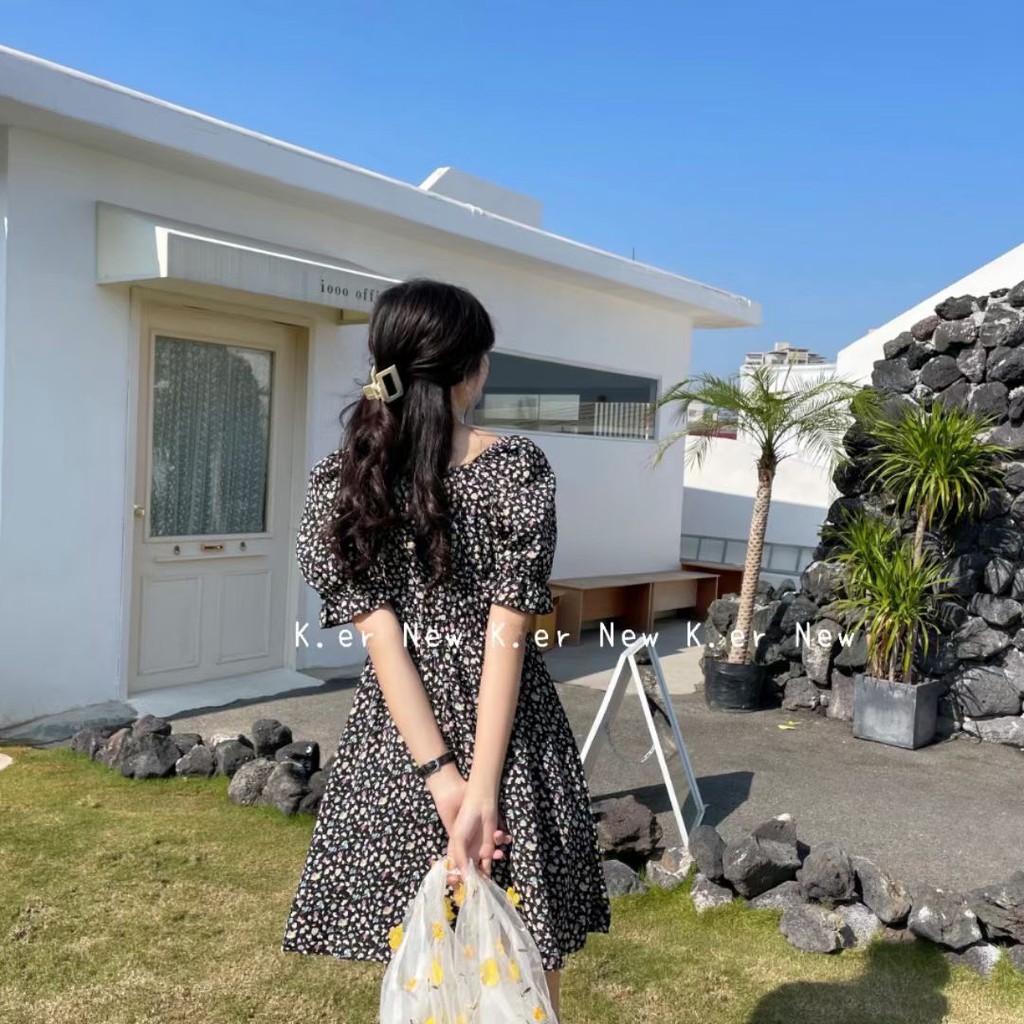 Váy hoa nhí cúc ngực dáng ngắn VKE1009-1 Ulzzang style🌸 Hàng Quảng Châu