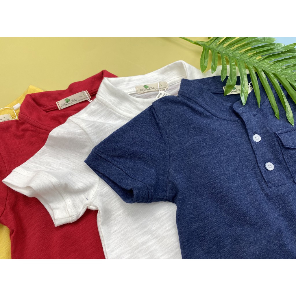Áo cotton sược cộc tay, cổ trụ, có túi Bạn trai Từ 9-14, cho bạn từ 26-40kg. Chất cotton sược đẹp, mặc mát
