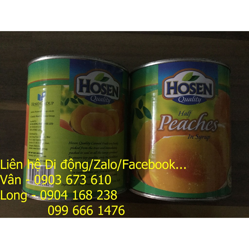 Đào miếng ngâm Hosen 825g/lon
