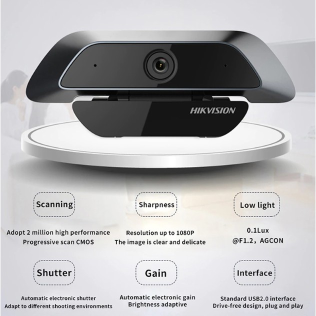Webcam Hikvision DS-U12 độ phân giải 1920×1080 Full HD siêu nét - Hàng chính hãng