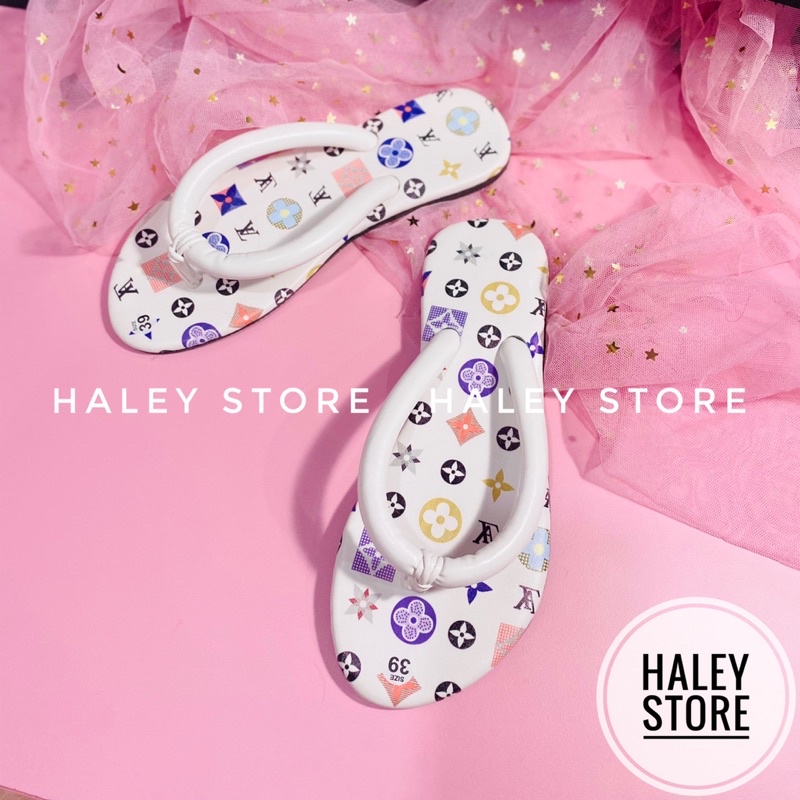 Dép kẹp HALEY STORE ống to mũi tròn hoạ tiết xinh xắn bò sữa hotrend phong cách teen tiểu thư đi chơi đi dạo đi biển