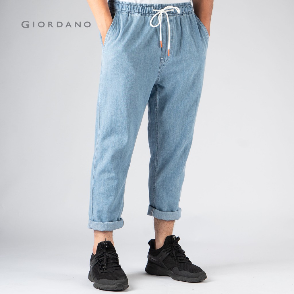 Quần Lửng Cotton/Denim Lưng Chun Giordano 01129208