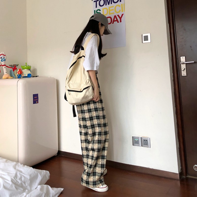 SUXI Quần Dài Ống Rộng Họa Tiết Kẻ Sọc Theo Phong Cách Retro