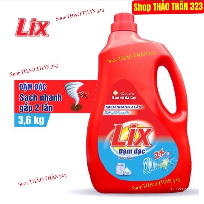 Nước Giặt Lix Đậm Đặc 3,6Kg Giặt Cửa Trên và Giặt Tay