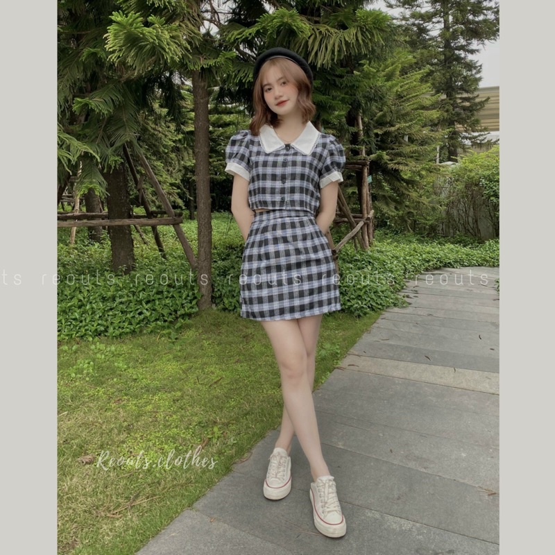 Set váy áo croptop cổ phối ren Thời trang nữ Reouts | BigBuy360 - bigbuy360.vn