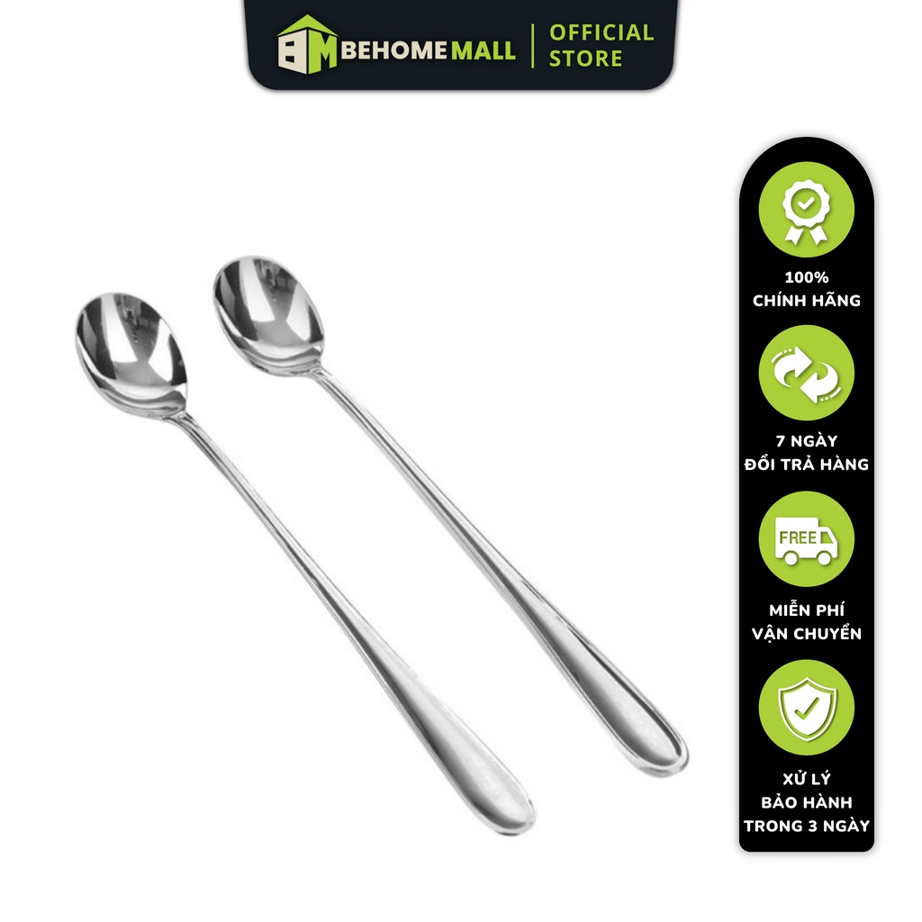 Thìa Inox BEHOME MALL muỗng inox cán dài uống sinh tố sáng đẹp, tiện lợi