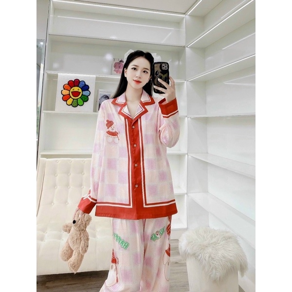 pijama xước tay dài quần dài Quảng Châu cao cấp