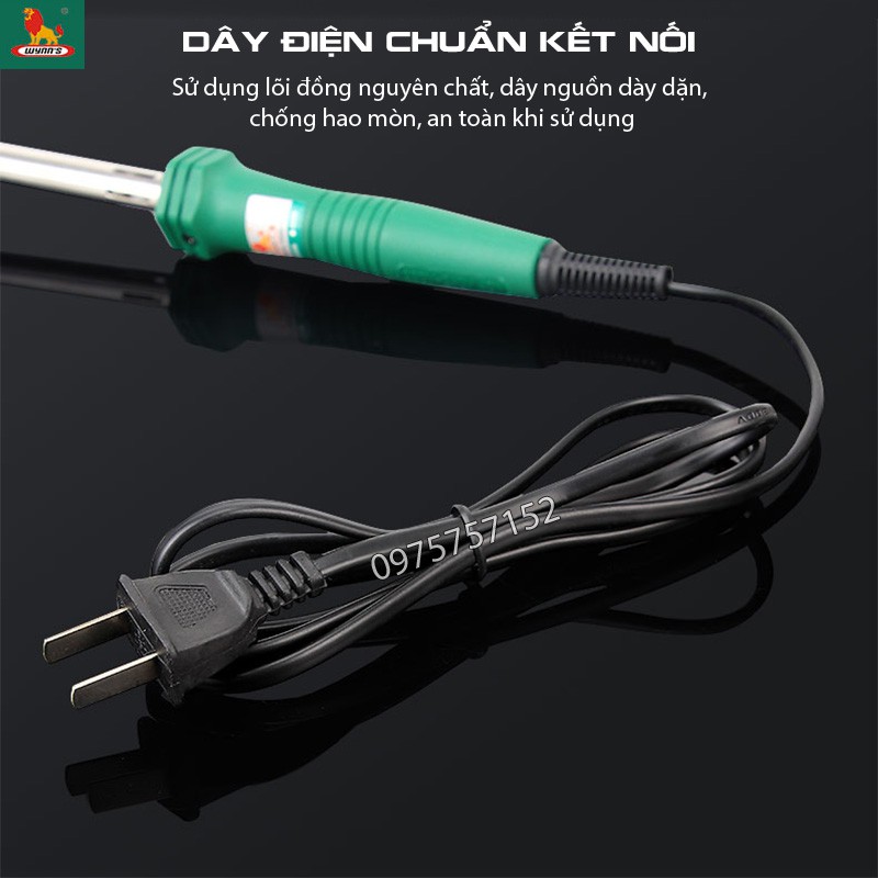 Mỏ hàn chì - Mỏ hàn thiếc 60W Wynn’s, sử dụng lõi gia nhiệt tăng cường, lên nhiệt nóng nhanh, mối hàn đẹp, bóng, an toàn