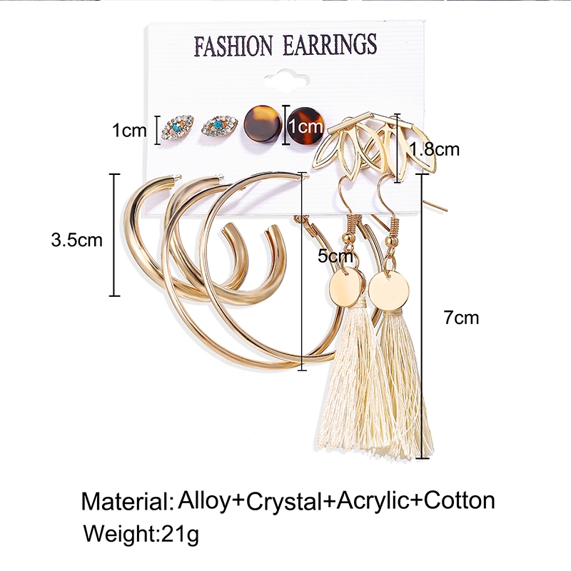 Bộ 6 khuyên tai nhiều kiểu dáng xinh xắn thời trang cho nữ