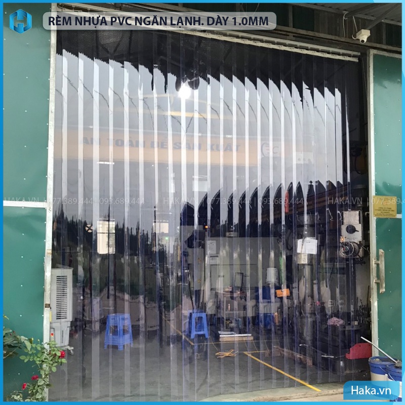 Rèm nhựa pvc trắng trong ngăn lạnh điều hòa, độ dày 1.0mm, đầy đủ phụ kiện sắt sơn tĩnh điện