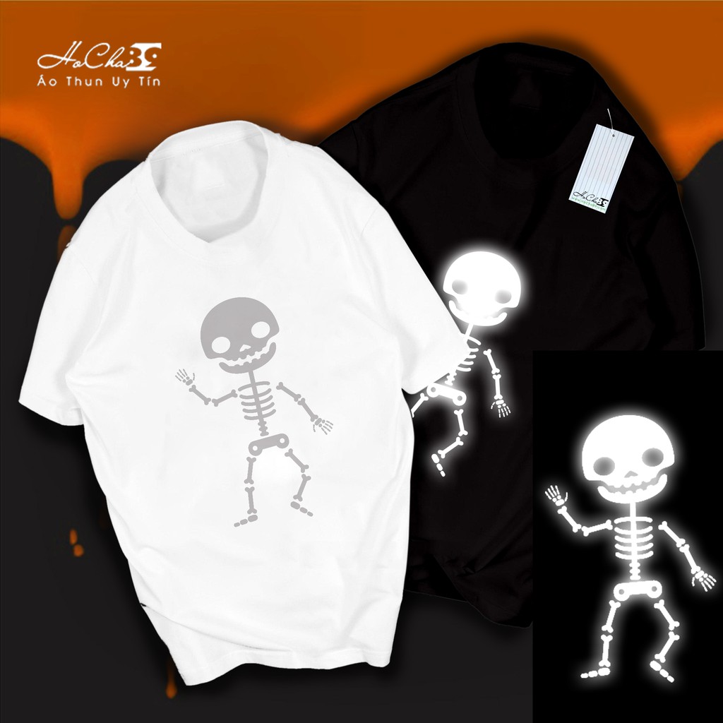 Áo thun Bộ Xương Halloween - Phản Quang - Cotton 4C 65% Siêu mát
