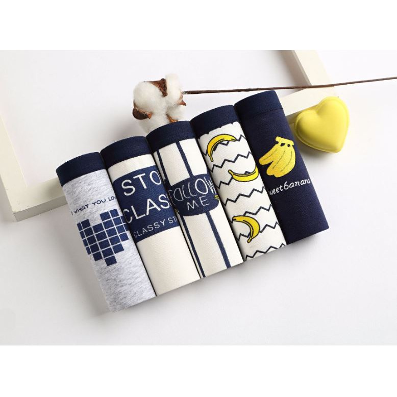 Set 5 Quần Lót Cotton Thấm Hút Mồ Hôi Họa Tiết Chuối P005 | BigBuy360 - bigbuy360.vn