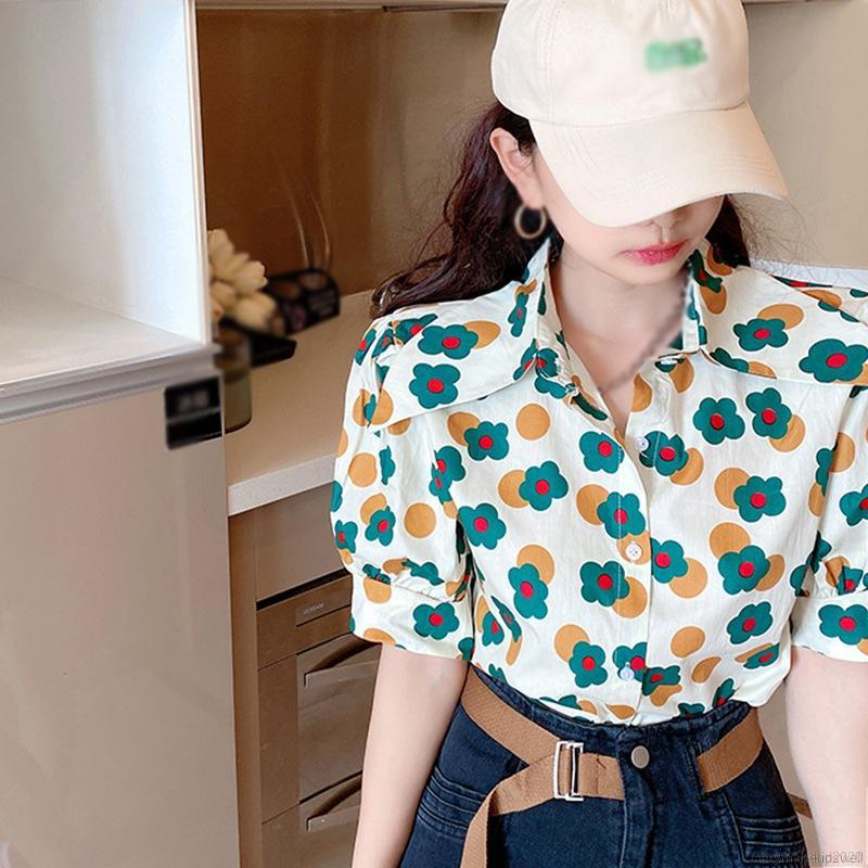 Áo Sơ Mi Hoa Tay Ngắn Dáng Rộng Phong Cách Retro Cho Nữ | BigBuy360 - bigbuy360.vn