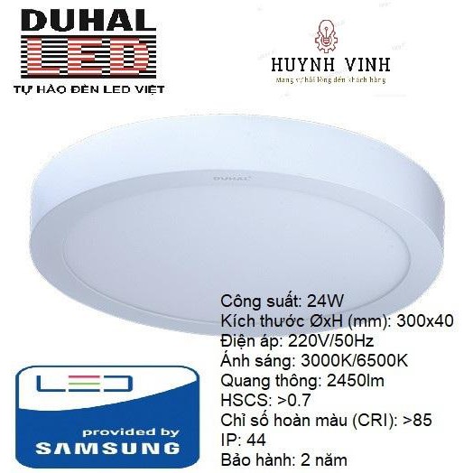 (Chính hãng) ĐÈN LED ỐP TRẦN TRÒN NỔI 24W DUHAL