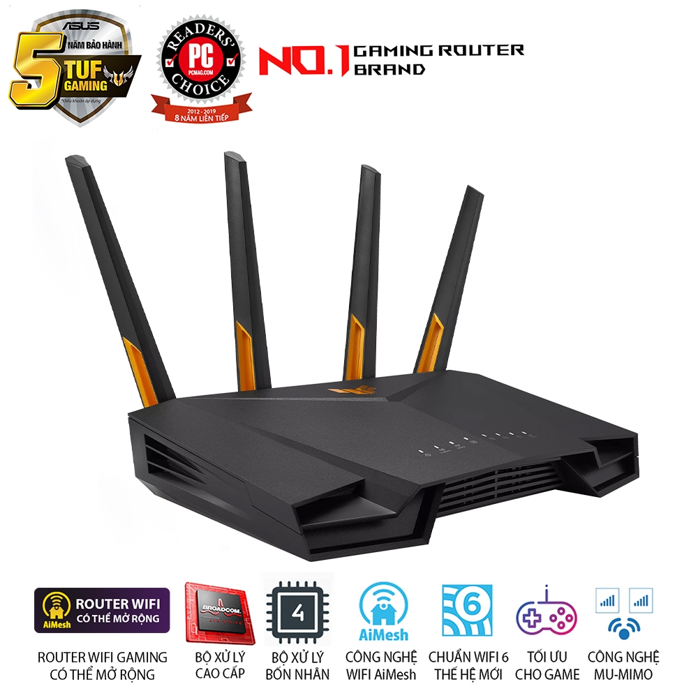 ASUS TUF GAMING AX4200  Wifi AX4200 2 băng tần, router WiFi gaming có thể mở rộng, USB 3.2