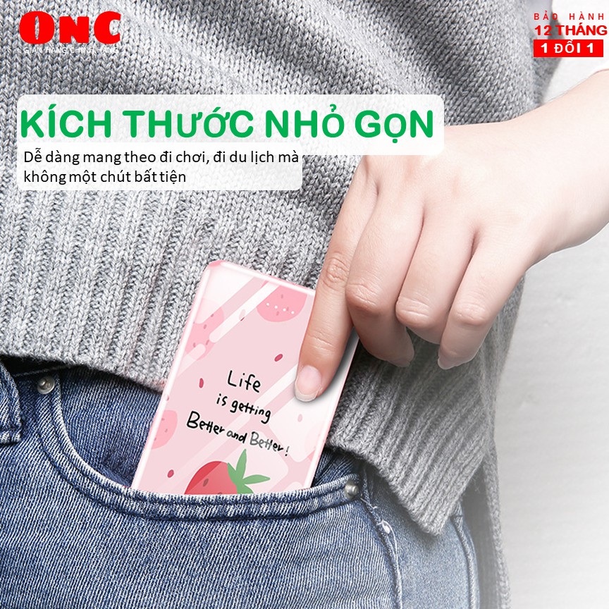 Sạc dự phòng in hình siêu cute 10000mAh ONC Simple Scale - Bảo hành 12 tháng