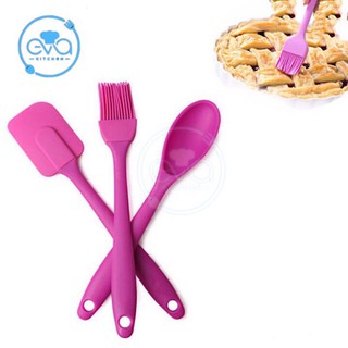 Bộ 3 Dụng Cụ Làm Bánh Gồm Chổi Quét - Muỗng - Cây Vét Bột Silicone