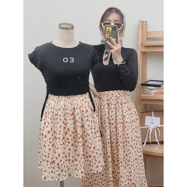 (CAM KẾT GIÁ RẺ NHẤT) Chân Váy Xếp Ly Vintage Hoa Nhí | BigBuy360 - bigbuy360.vn