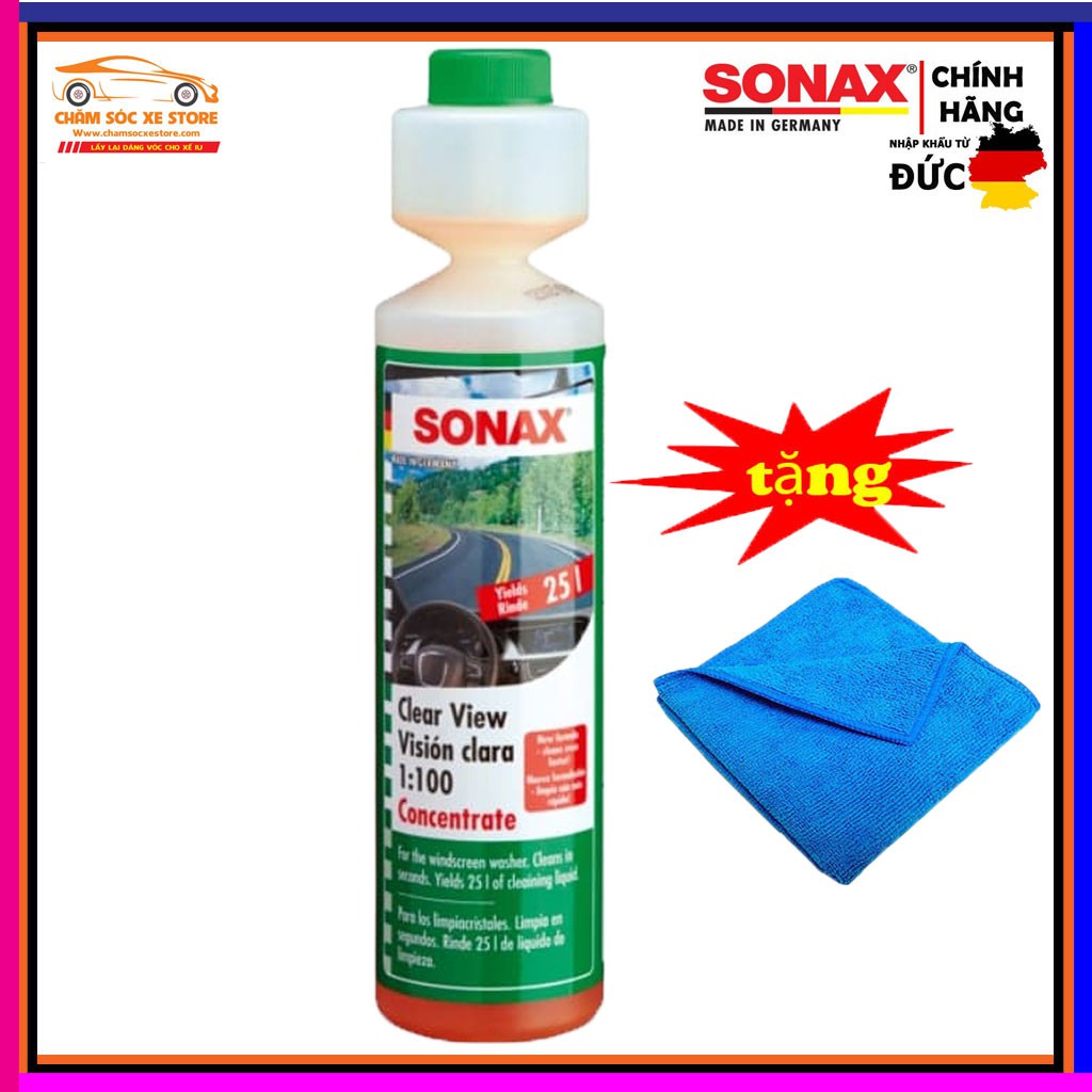 Châm két nước rửa kính đậm đặc SONAX Clear View 1:100 250ml - DUNG DỊCH RỬA KÍNH ĐẬM ĐẶC SONAX 371141