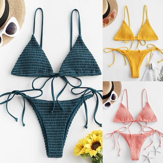 Bộ bikini hai mảnh cột dây tích hợp đệm ngực quyến rũ dành cho nữ