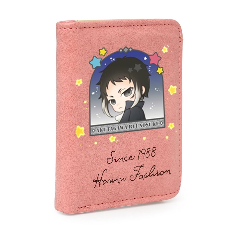 Ví ngắn cầm tay hồng anime chibi BUNGOU STRAY DOGS đựng vật dụng nhỏ xinh xắn tiện lợi