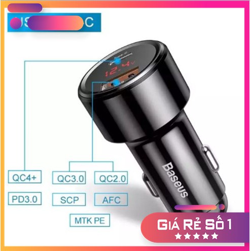 Tẩu Sạc Nhanh Xe Hơi QC 3.0 2 USB, Có Đèn Led Báo Điện Áp,Cốc Sạc Ô Tô Cho Điện Thoại Củ Sạc Xe HơiTươngThíchMọiThiết Bị