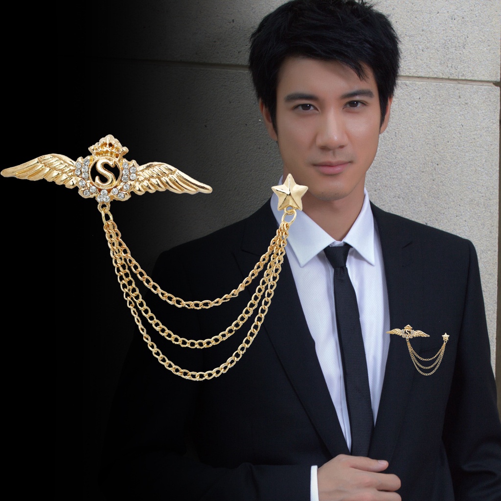 Ghim cài áo EFAN thiết kế ngôi sao năm cánh và đôi cánh phong các Anh Quốc thời trang dành cho cả nam và nữ