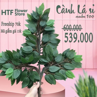 Lá Giả, Lá si, Cây Giả, Xanh, Viền trắng (100 cành)