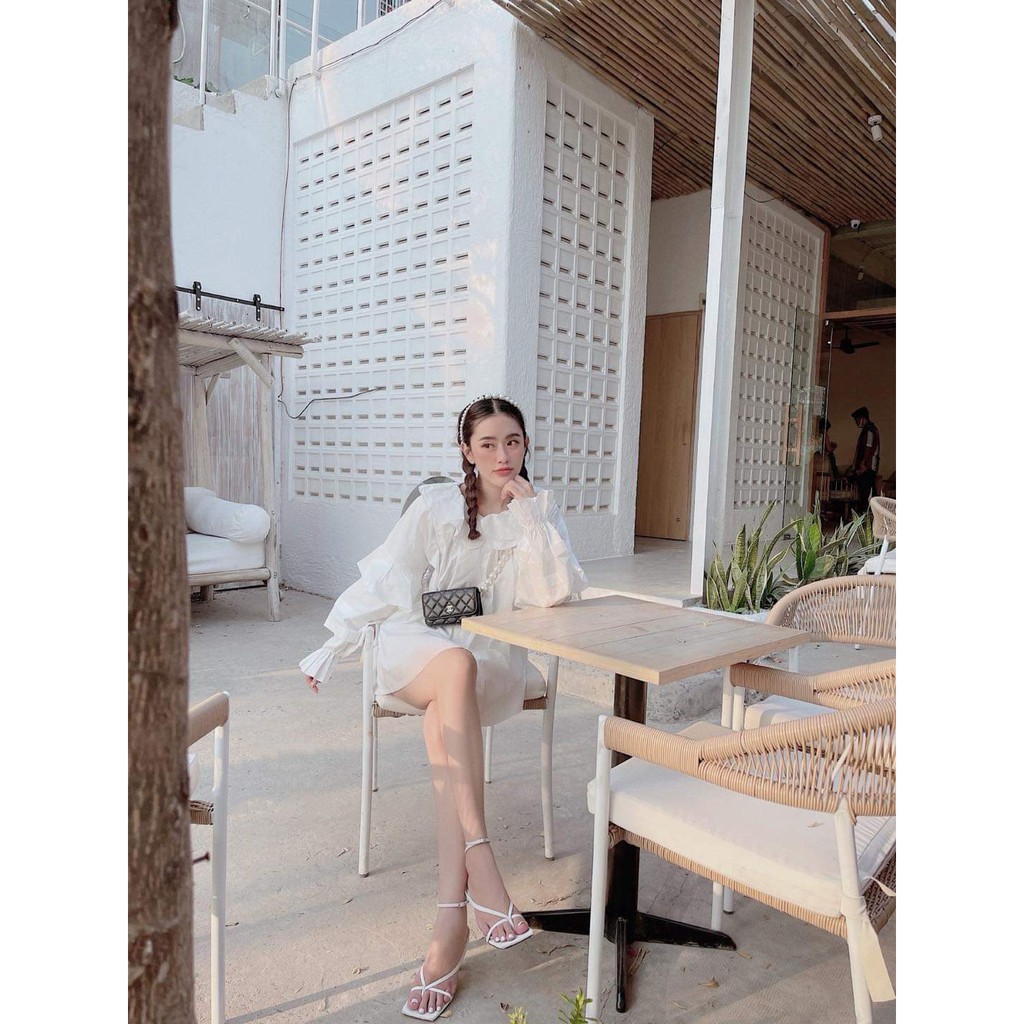 Áo Babydoll Nữ tay dài cổ bèo tầng AlvinStore thiết kế kiểu áo tiểu thư tay phồng bánh bèo 12001 | BigBuy360 - bigbuy360.vn