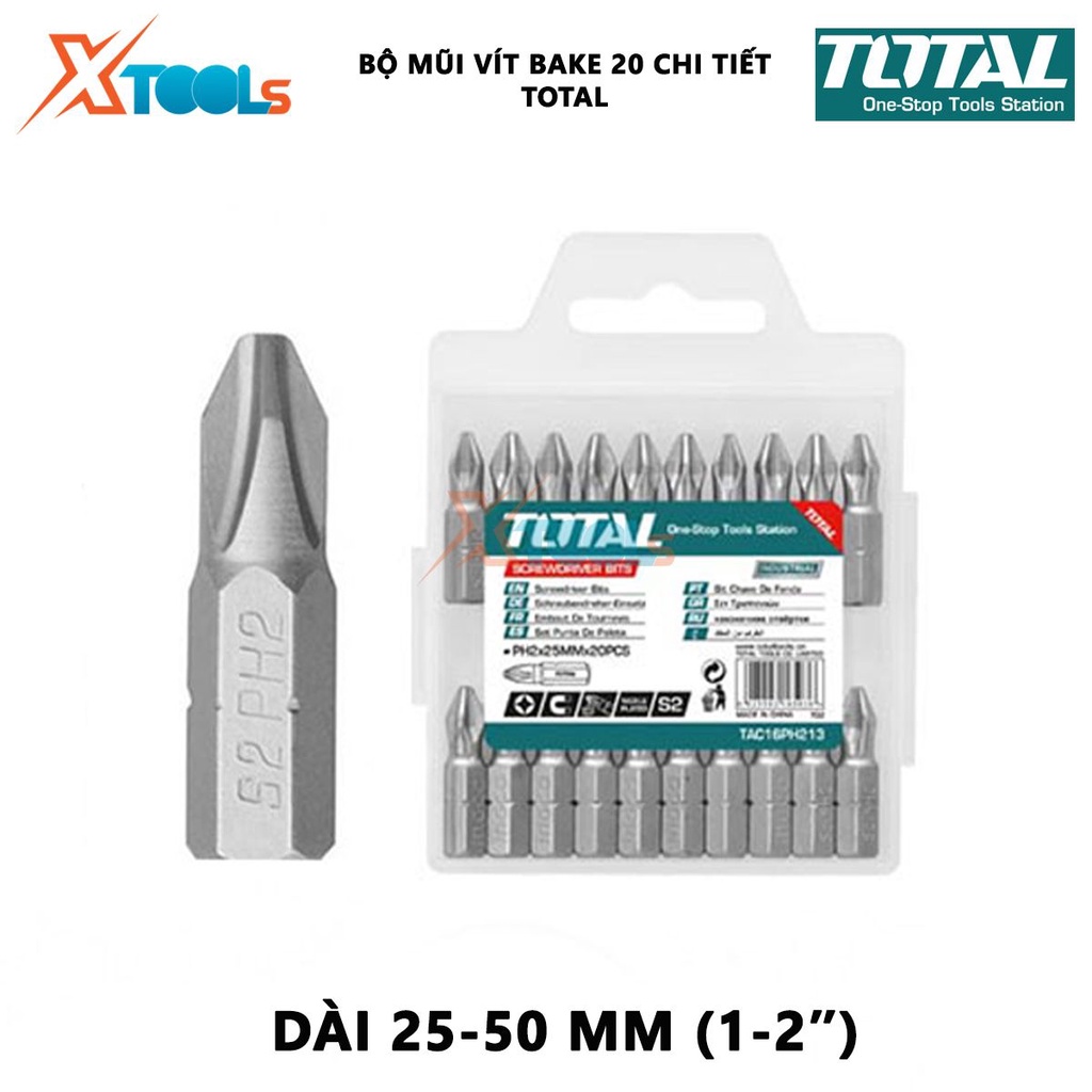 Bộ mũi vít bake TOTAL | chất liệu thép không gỉ theo công nghệ S2 [CHÍNH HÃNG] [XTOOLs]