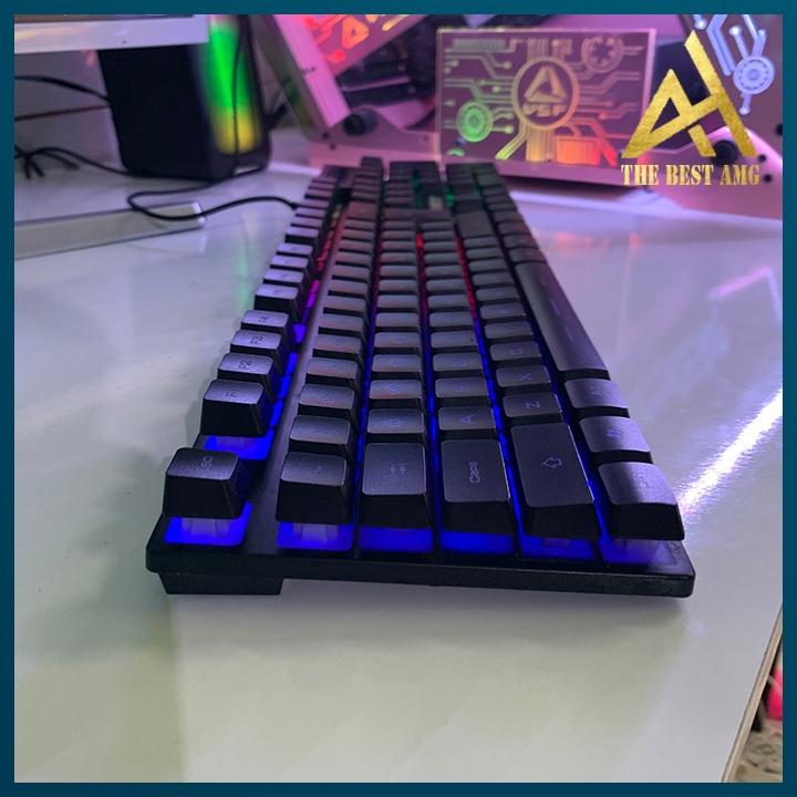 Bàn Phím Máy Tính Gaming Keycap Xuyên Led BOSSTON K803 Bàn Phím Giả Cơ Laptop Có Dây Keyboard Chơi Game