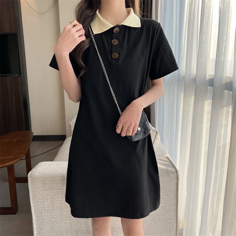 Đầm lửng SUXI màu sắc trơn thời trang mùa hè phong cách Hàn Quốc dành cho nữ