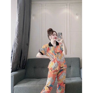 Đồ bộ piama vải lụa hàn cổ sen size dưới 58 kg